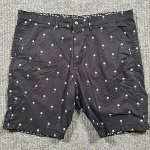 Cactus Man Ricky Singh Mens Shorts Size 38 Black Palm Tree Print Casual Mid Rise